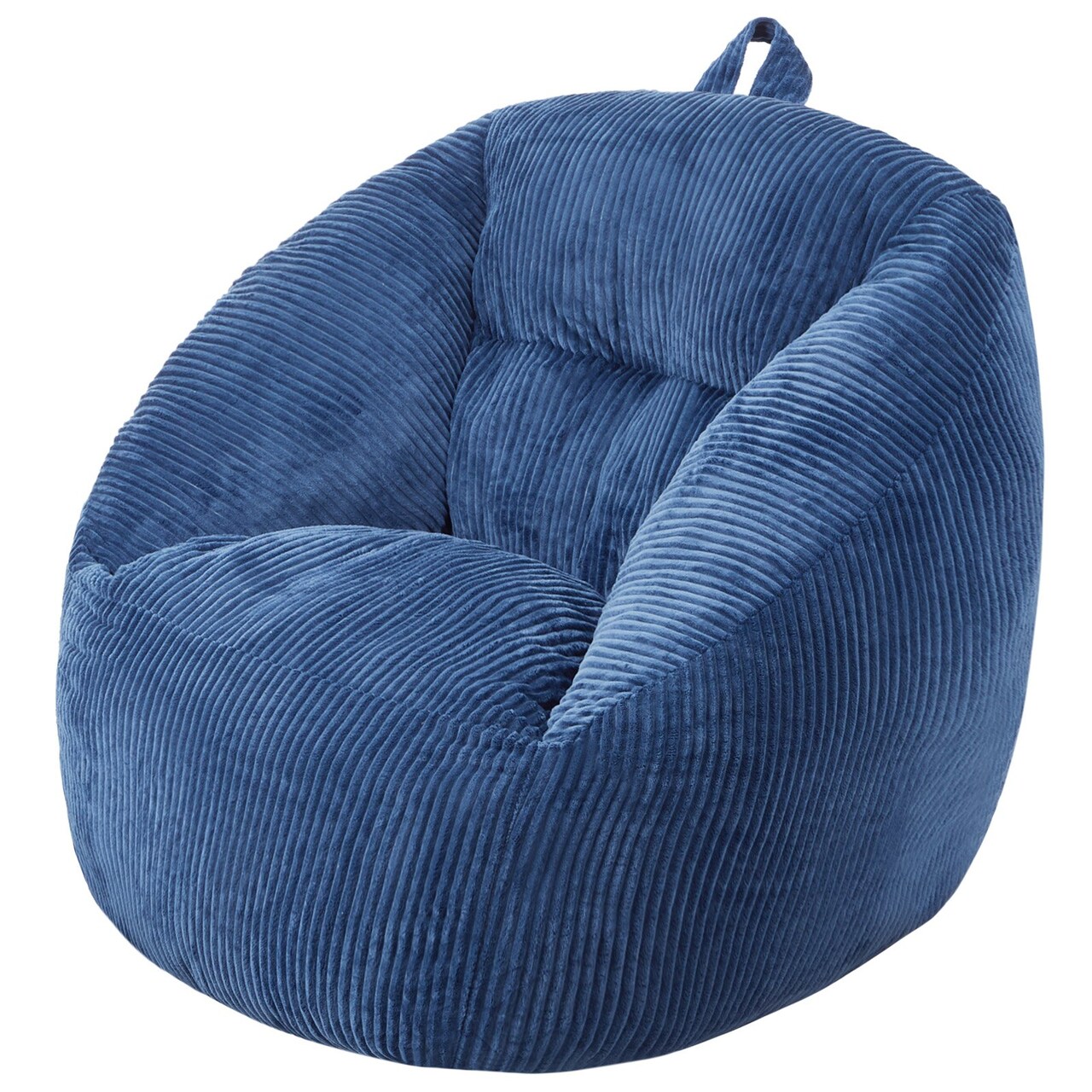 Blue Fabric Bean Bag Chair with Memory Foam, Anti-Slip & Portable